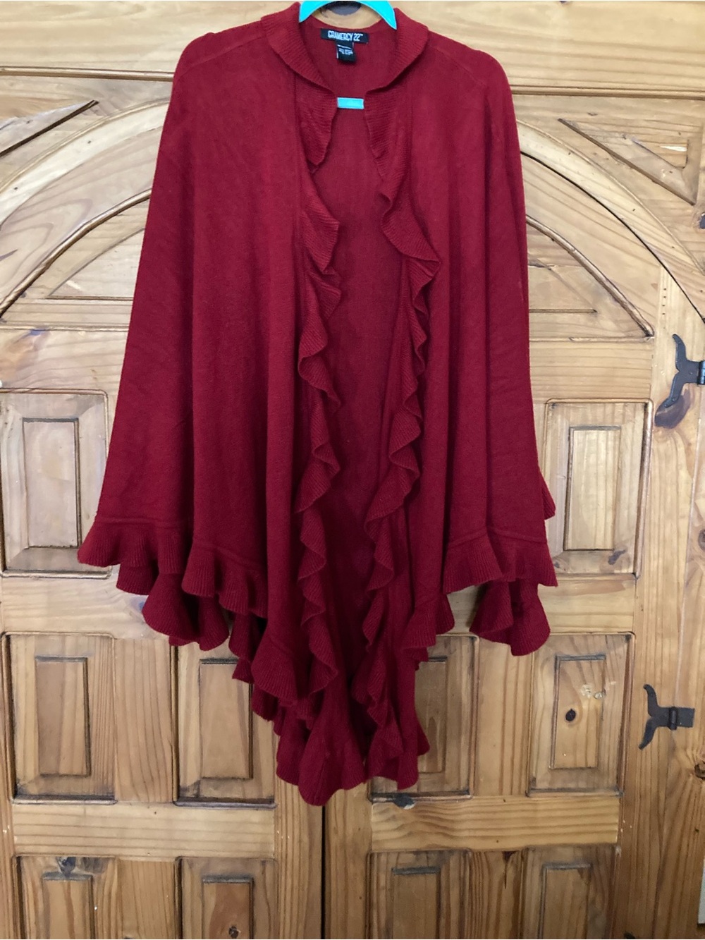 Extra Long Red Acrylic Shawl OS